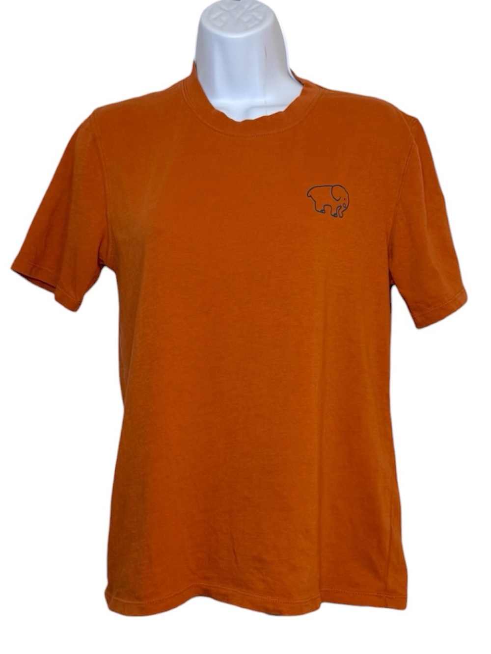 Ivory Ella Orange Graphic Tee Shirt Tropical Elephant Logo Short Sleeve